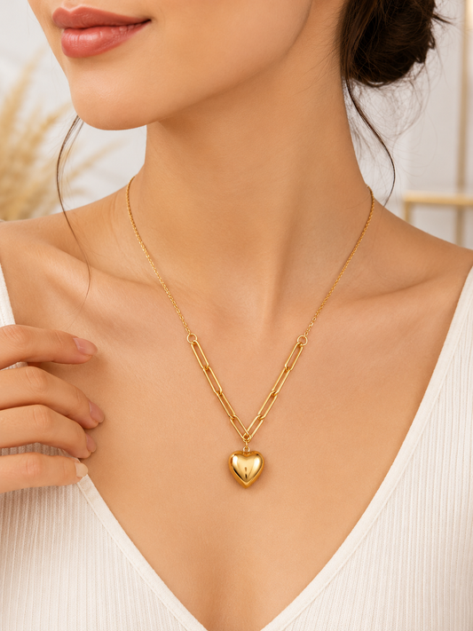 Anti Tarnish Heart Pendant Necklace