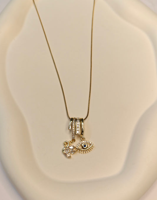 Swan Evil Eye Charm Necklace