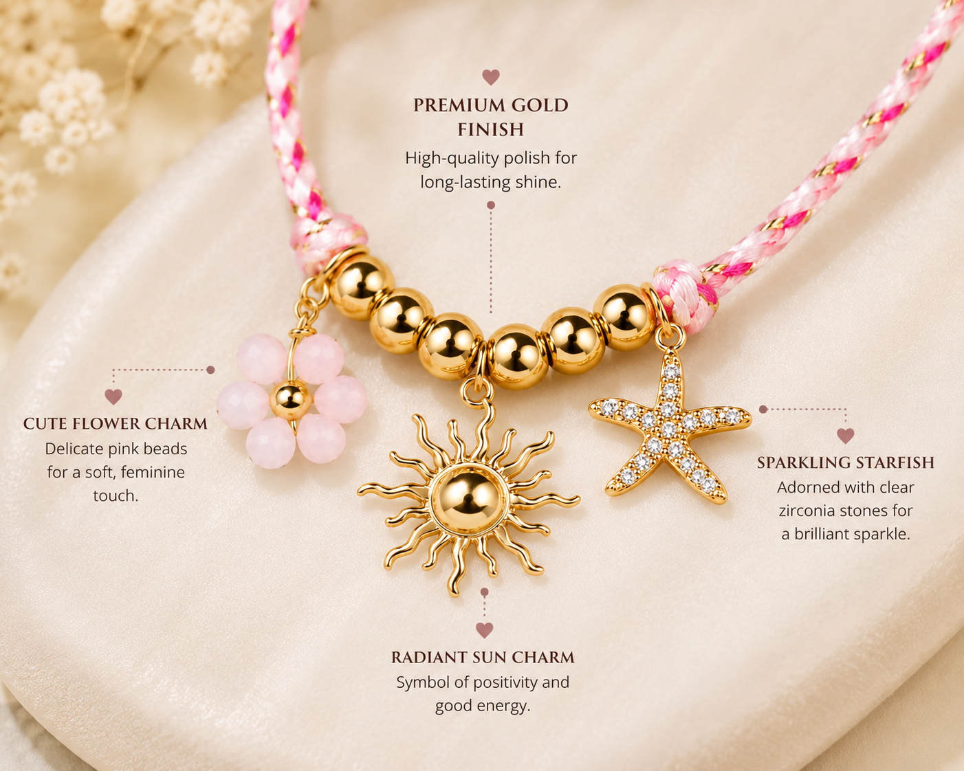 Pink charms Pendant Necklace