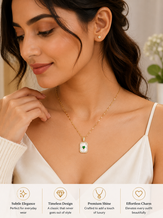Green Heart Pendant Necklace