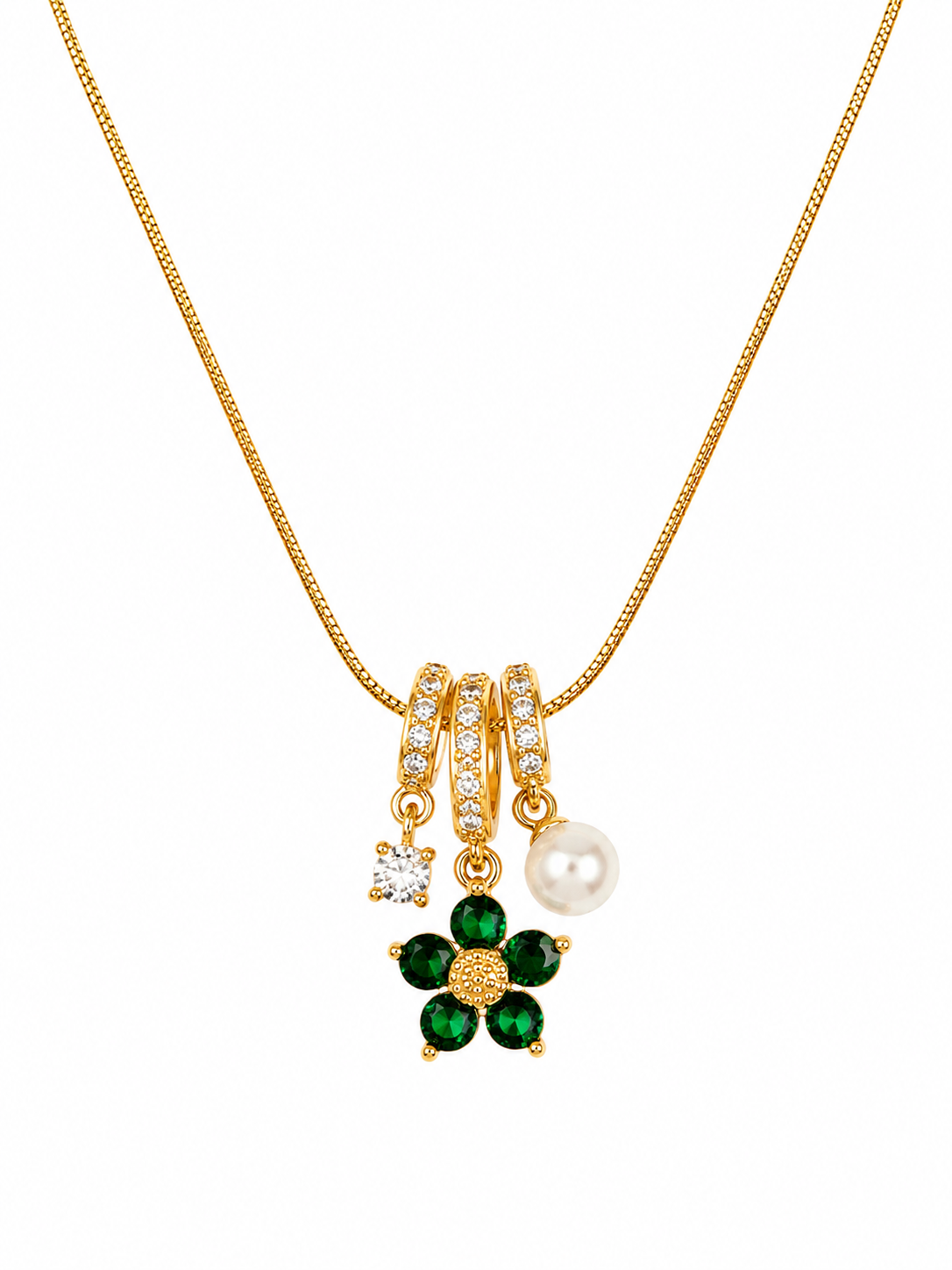 Emerald Bloom Charm Necklace