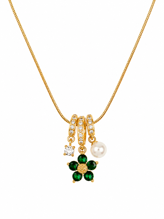 Emerald Bloom Charm Necklace