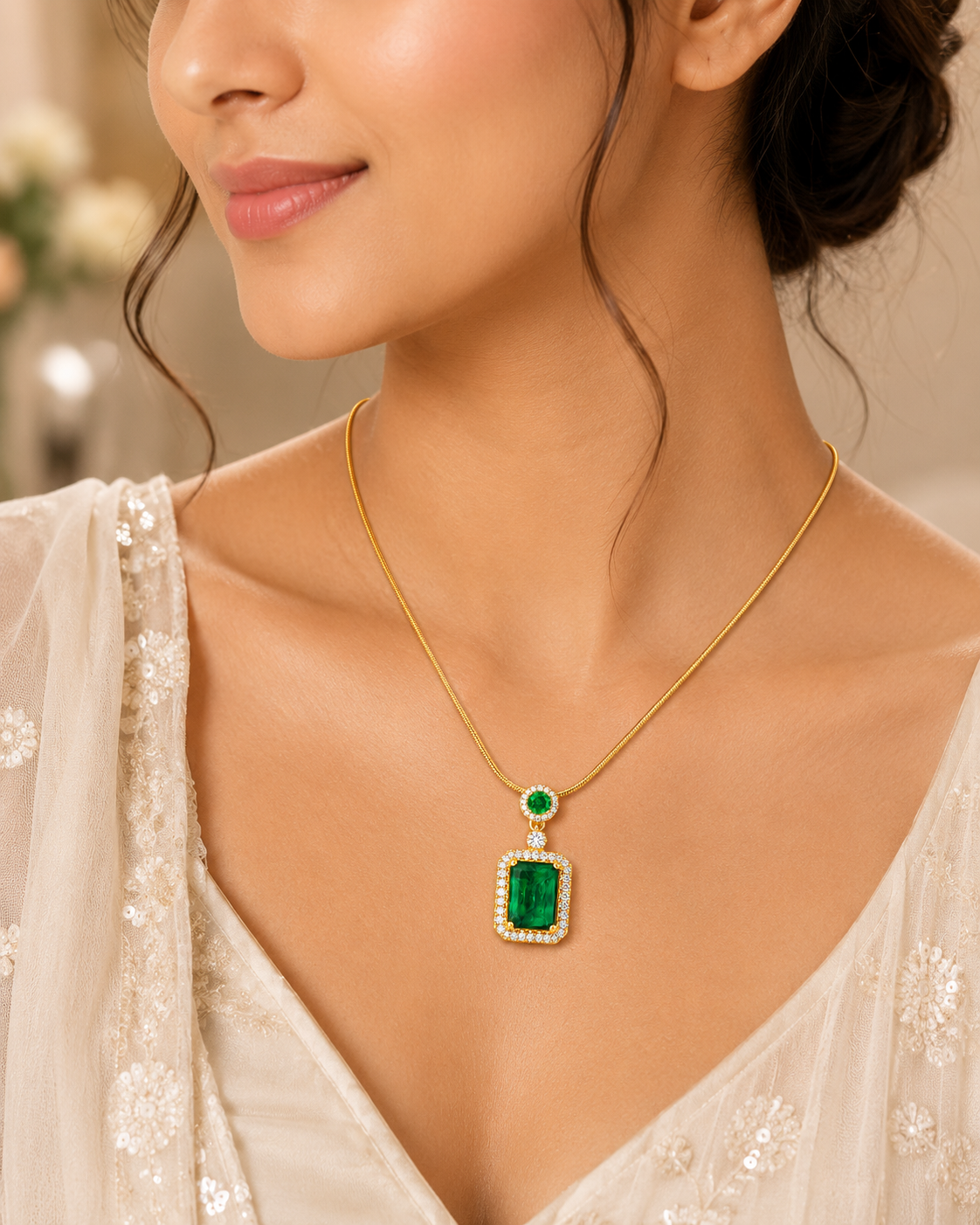 Green Stone Party Necklace