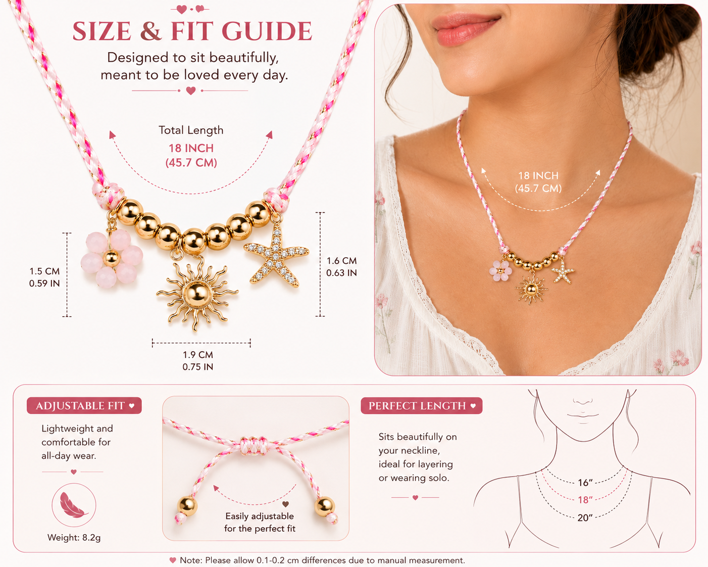 Pink charms Pendant Necklace