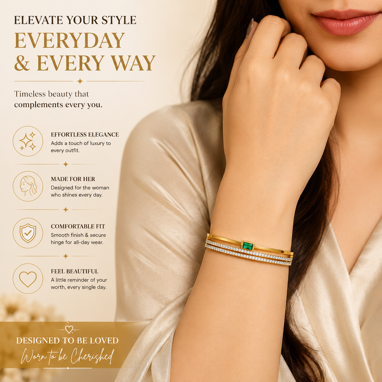 Green Stone Party Wear Kada