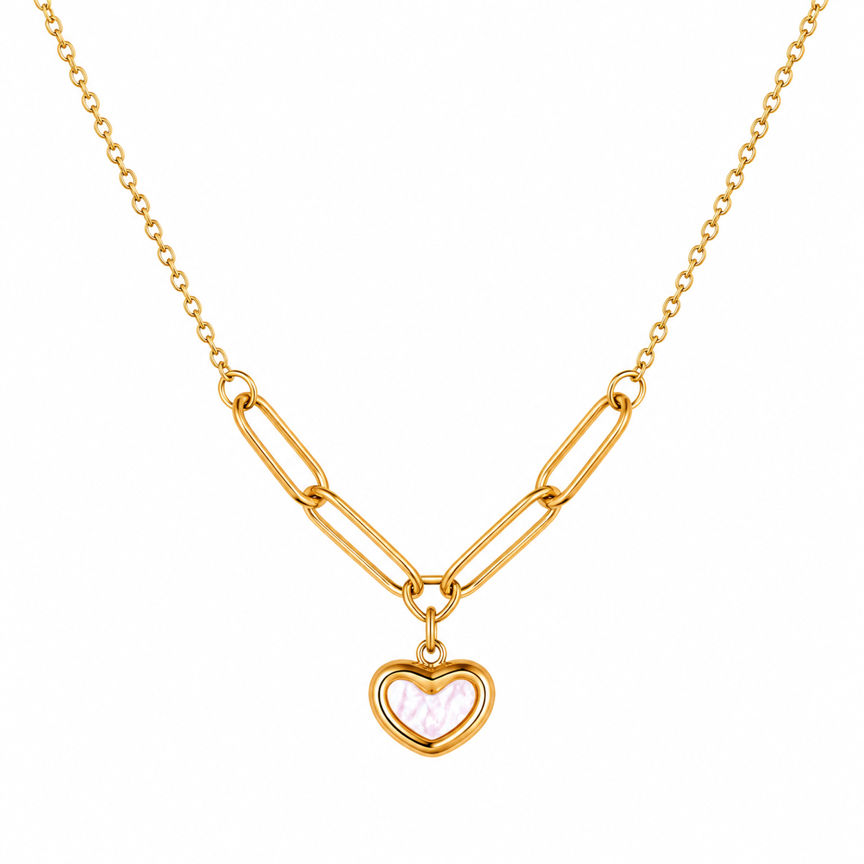 White Heart Pendant Necklace