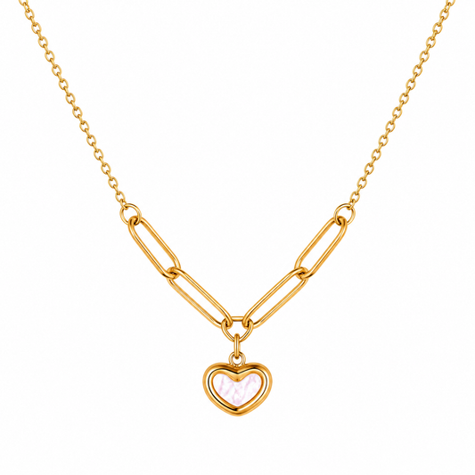 White Heart Pendant Necklace