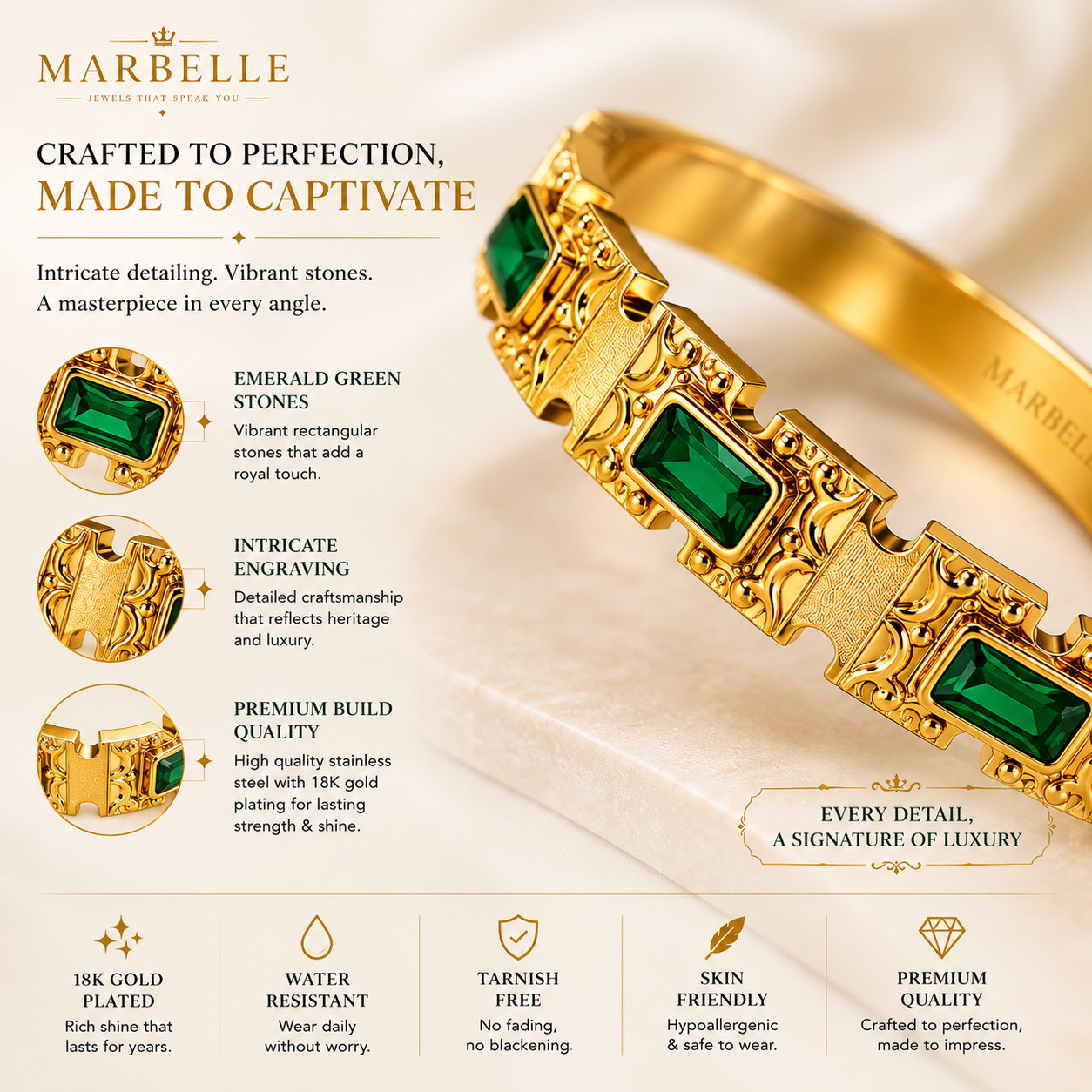 Green Stone Luxe Kada