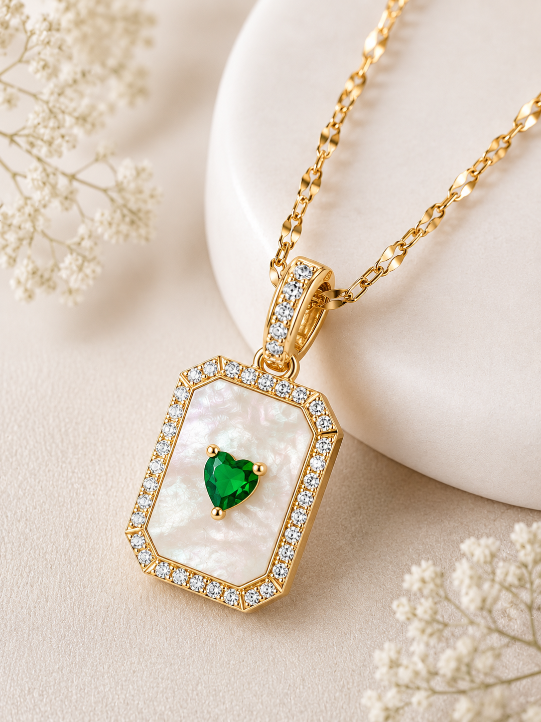 Green Heart Pendant Necklace