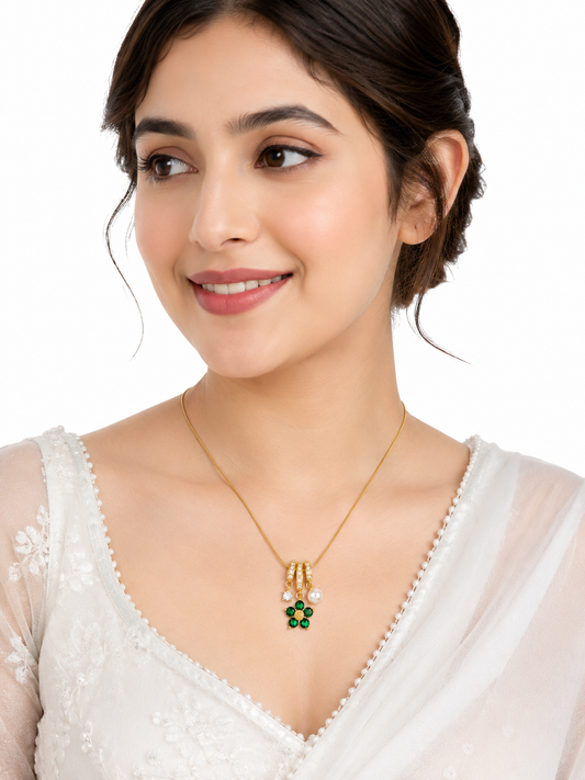 Emerald Bloom Charm Necklace