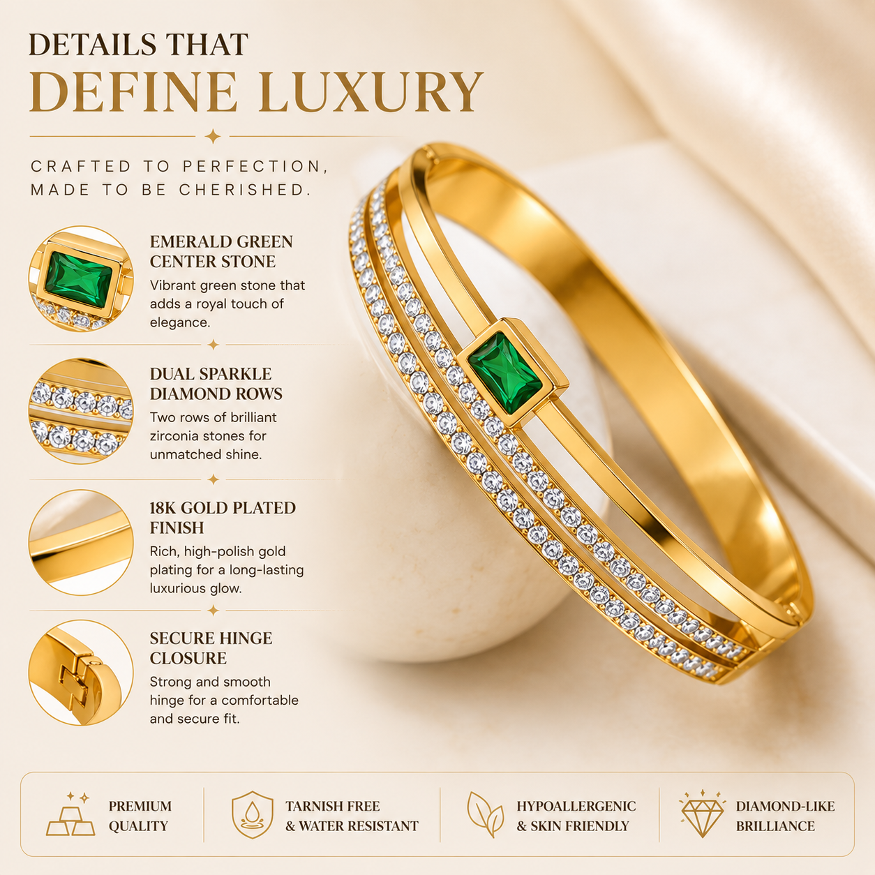 Green Stone Party Wear Kada